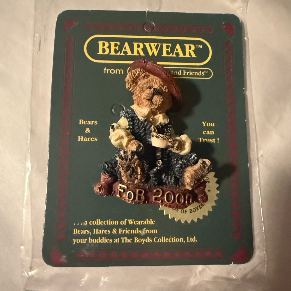 Vintage Boyd's Bear "Bailey Tea Time" Bearwear Pin #02000-11 Collectible 2000